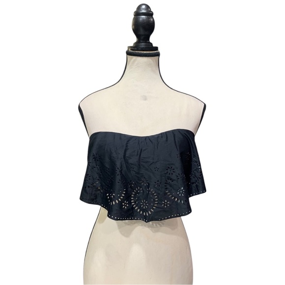 Xhilaration Black Ruffle Bandeau Bikini Top - Picture 8 of 16